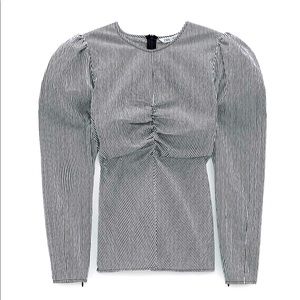ZARA STRIPED POPLIN TOP BLACK/WHITE